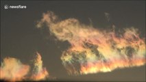 Iridescent rainbow clouds above the Netherlands