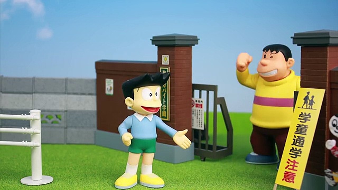 Doraemon Nobita and Shizuka (Noby and Sue) rain day stop motion animation ドラえもん ALPACO