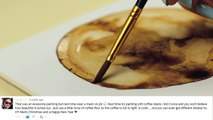 Art Challenge - Painting With Coffee ☕ _ Painting The Moon _ How To Paint The Moon With Coffee-_38bvR6