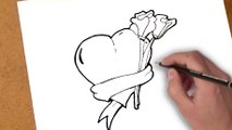 como dibujar un corazon con flores