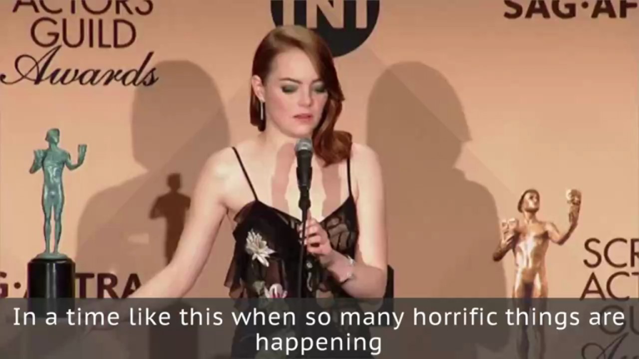 SAG awards: Emma Stone calls for action and unity to speak up against injustice