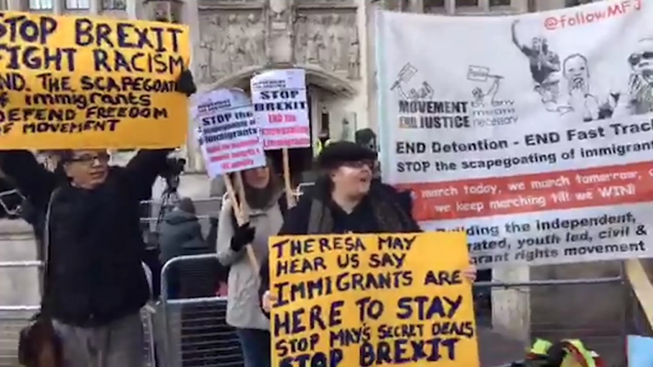 Protests staged by Brexit rivals as historic Article 50 appeal begins