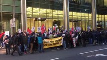 Crossrail protest held outside company HQ in London's Canary Wharf
