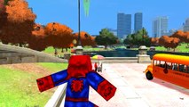 MINECRAFT Spiderman COLORS Wheels On The Bus - Custom Spiderman & Nursery Rhymes Songs for Children
