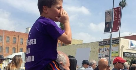 Boy Leads Chants During Armenian Genocide Remembrance March