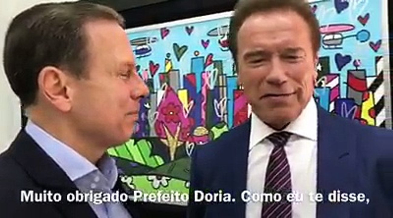 Prefeito João Dória recebe o ator arnold schwarzenegger