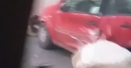 Boulders Strike Car on Santiago Highway After Earthquake