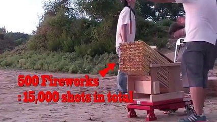 ガトリングガンと見間違うほどのロケット花火１５０００連射