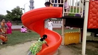 playground indoor and outdoor slide children in the park,
