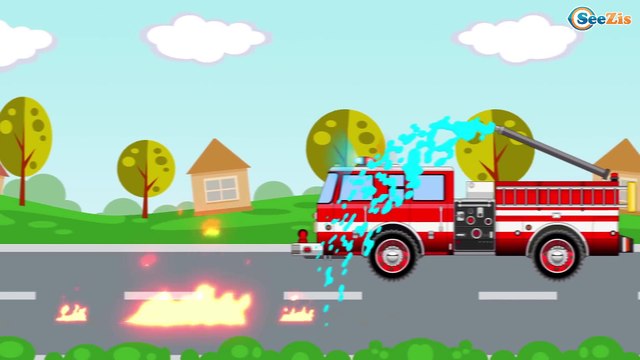 El Coche de Policía es Azul y El Camión de bomberos - Dibujo animado de coches - Carritos Para Niños
