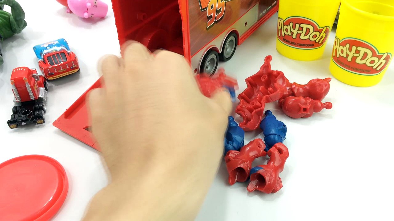 COLOR Spiderman & McQueen Disney Cars Cartoon for Kids - Play Doh and Colours for Children Fun Video