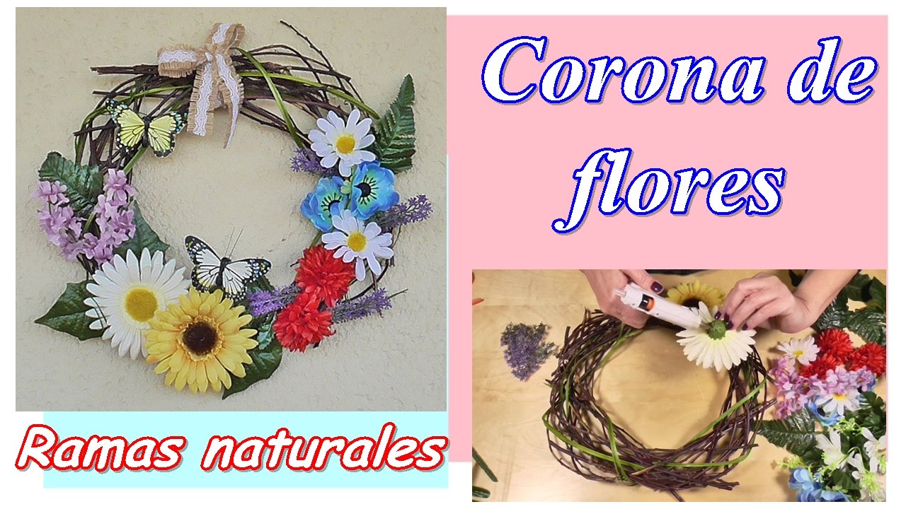 Cómo hacer una corona de flores con ramas naturales.