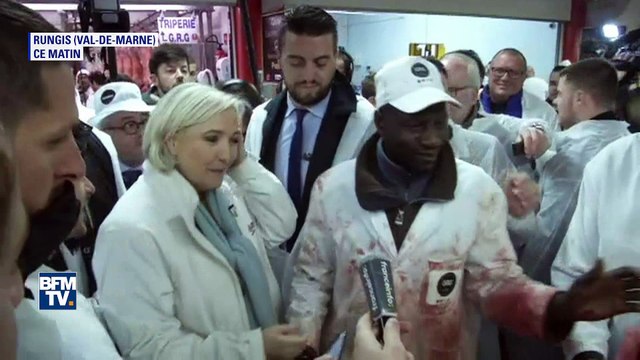 Marine Le Pen à Rungis: entre défense de ses mesures et critiques d'Emmanuel Macron