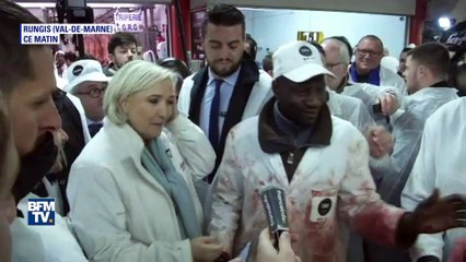Marine Le Pen à Rungis: entre défense de ses mesures et critiques d'Emmanuel Macron