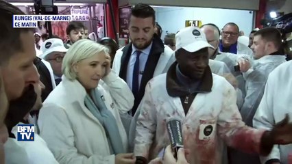 A Rungis, Marine Le Pen rencontre son sosie (non officiel)