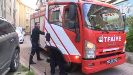 Kocaeli Apartman Boşluğunda Mahsur Kalan Kedinin Tırmanması Için Kalaslar Birleştirildi