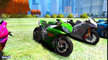 Learn Numbers - Colors Motorbike wirh Spiderman Cartoon Videos and Color Cars for Kids