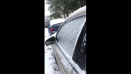 smashes head through car 'window' and makes news