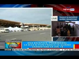 Mga backpack, ipagbabawal sa misa ni Pope Francis sa Quirino Grandstand sa Jan. 18