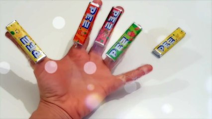 Colorful PEZ Finger Learn Colours Collection - Rainbow Finger Family Nursery Rhyme Compilation