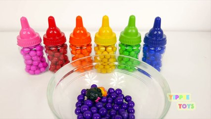 Learn Colors with Surprise Toys and Candy Inside Baby Bottles