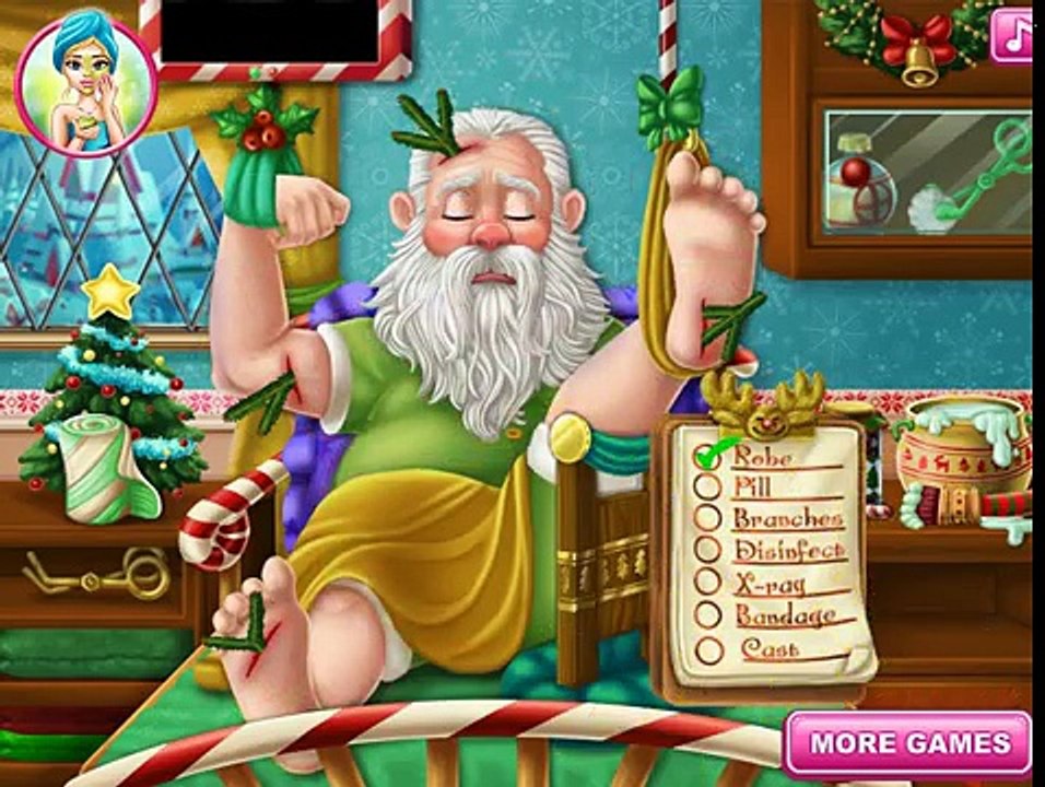Санта Клаус Игры—Санта сломал ногу—Онлайн Видео Игры Для Детей Мультфильм new