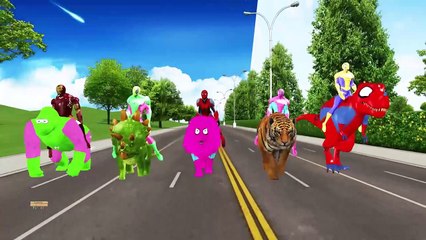 Download Video: Learn colors Dinosaurs for Kids - Ironman Finger family Rhymes - Surprise eggs Wild animals Names