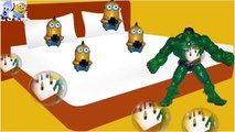 Five Little Minions Jumping on the Bed Hulk Spider Man Nursery Rhymes