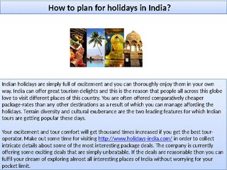 How to plan for holidays in India?