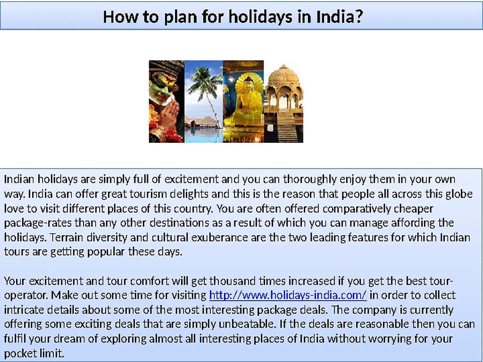 How to plan for holidays in India?
