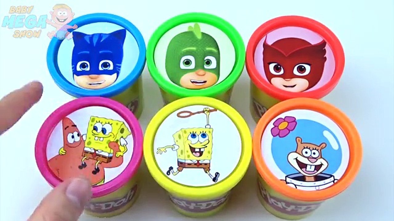 Сups Stacking Toys Play Doh Clay Pj Masks Disney Spongebob Collection Learn Colors for Kids