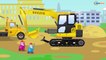 The Yellow Excavator with The Crane - Diggers Cartoon | Cars & Trucks Construction Cartoons Part 2