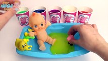 Baby Doll Bath Time Colours Slime Baby Peppa Pig Cups Clay Slime Learn Colors in English