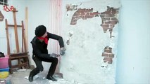 Regardez ce que réalise cet artiste en enlevant le crépi sur un mur de brique... Incroyable