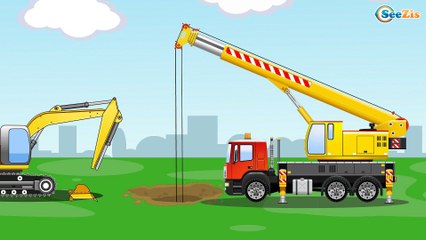 Pelleteuse pour bébés et Camion - Dessins animés pour enfants - Vidéo Éducative de Voitures Partie 2