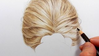 Drawing, coloring realistic hair with colored pencils | Emmy Kalia