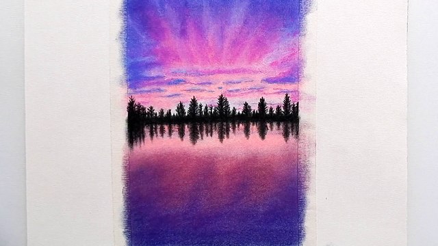 Drawing a Purple Sunset with Faber-Castell soft Pastels and Pitt pencils | Emmy Kalia