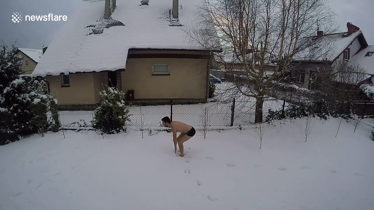 Man 'swims' in thick snow