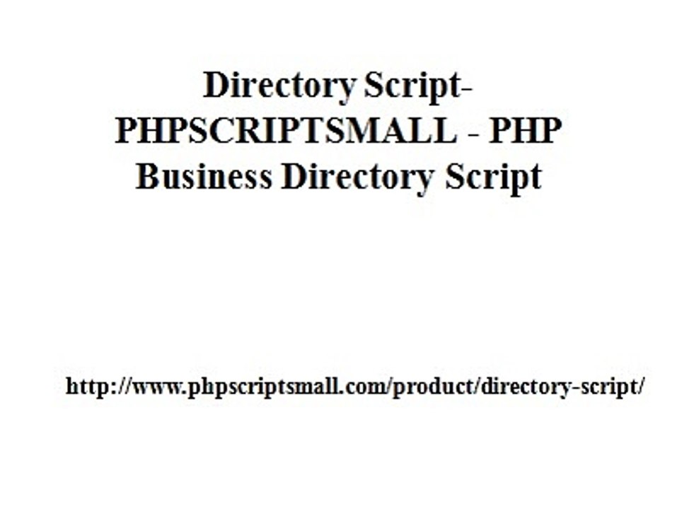 Directory Script- PHPSCRIPTSMALL - PHP Business...