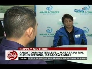 24 Oras: Angat Dam water level, mababa pa rin; cloud seeding, isasagawa muli