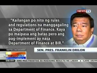 NTG: Drilon: Pagpapataas sa halaga ng bonus na tax-free, malabong umabot sa Pasko