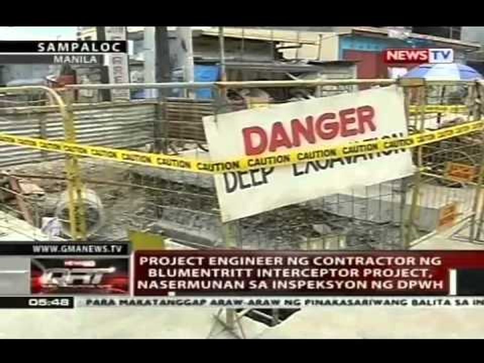 Project engineer ng contractor ng Blumentritt Interceptor Project, nasermunan sa inspeksyon ng DPWH