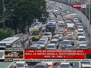 11AM-11PM na operating hours ng mga mall sa Metro Manila, ipatutupad mula Nov. 28-Jan. 3