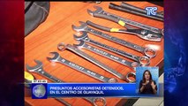 Presuntos accesoristas de vehículos detenidos en el centro de Guayaquil