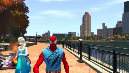 Colors Motorbike with Funny Spiderman in Cars Cartoon for Kids and Nursery Rhymes for Children SHS