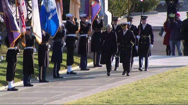 Theresa May lays wreath at Arlington Cemetery