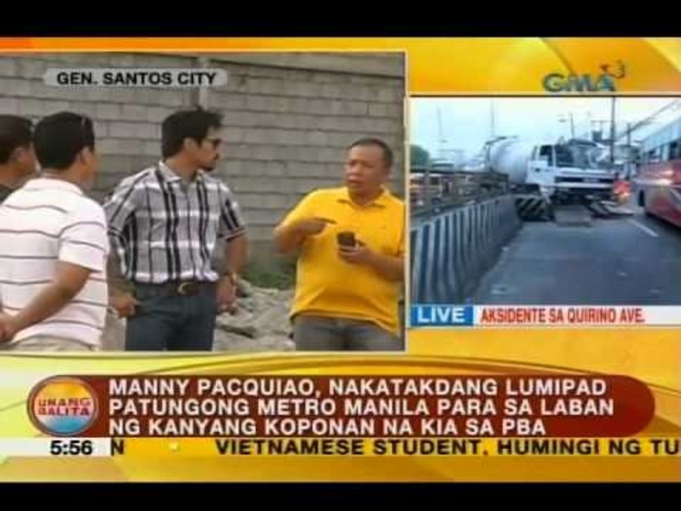 UB: Pacquiao, nakatakdang lumipad patungong Manila para sa laban ng kanyang koponan na Kia