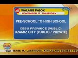 UB: Klase sa lahat ng antas sa public & private schools sa Cebu City at Mandaue City, suspendido na