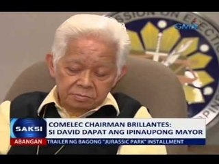 Saksi: Comelec Chairman Brillantes: si Rommel David dapat ang ipinaupong mayor ng Paniqui