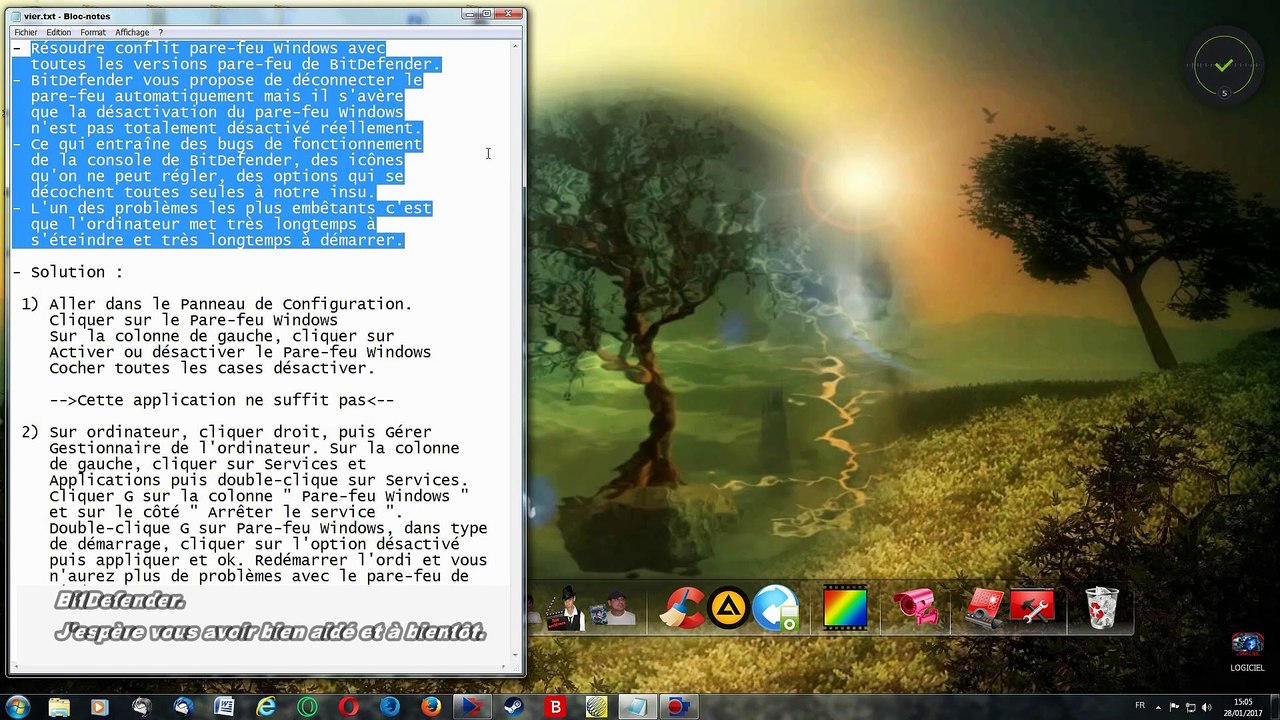 BitDefender 2017 : Pare-feu Windows